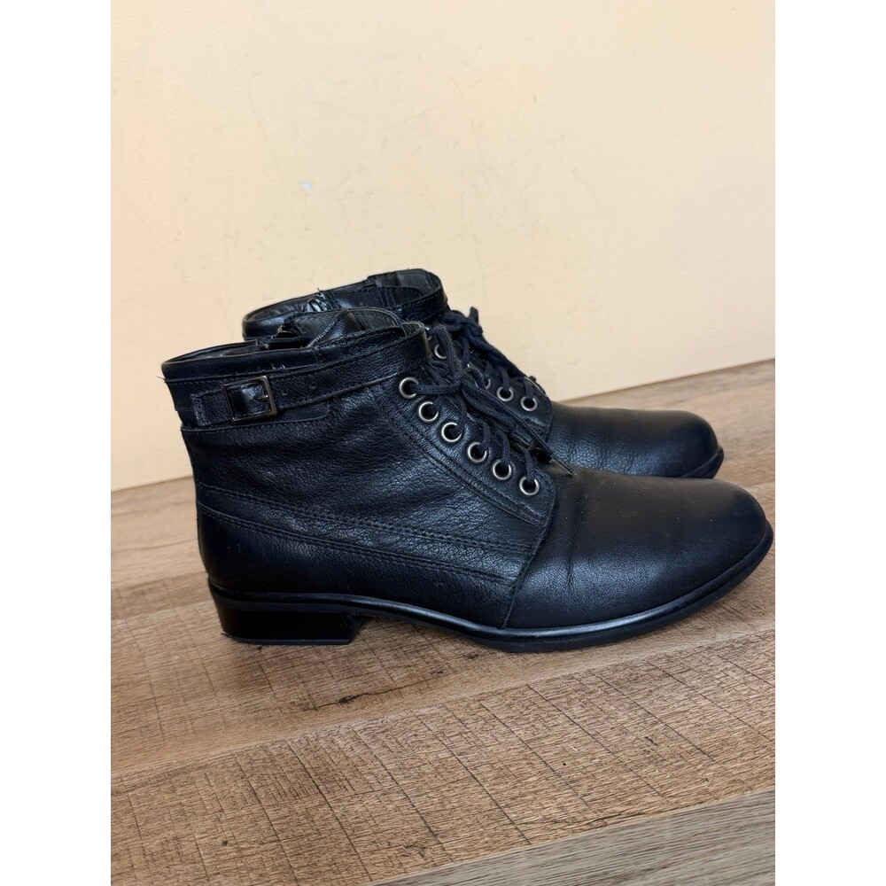Naot Kona women's black leather lace-up ankle boots size 37 shoes